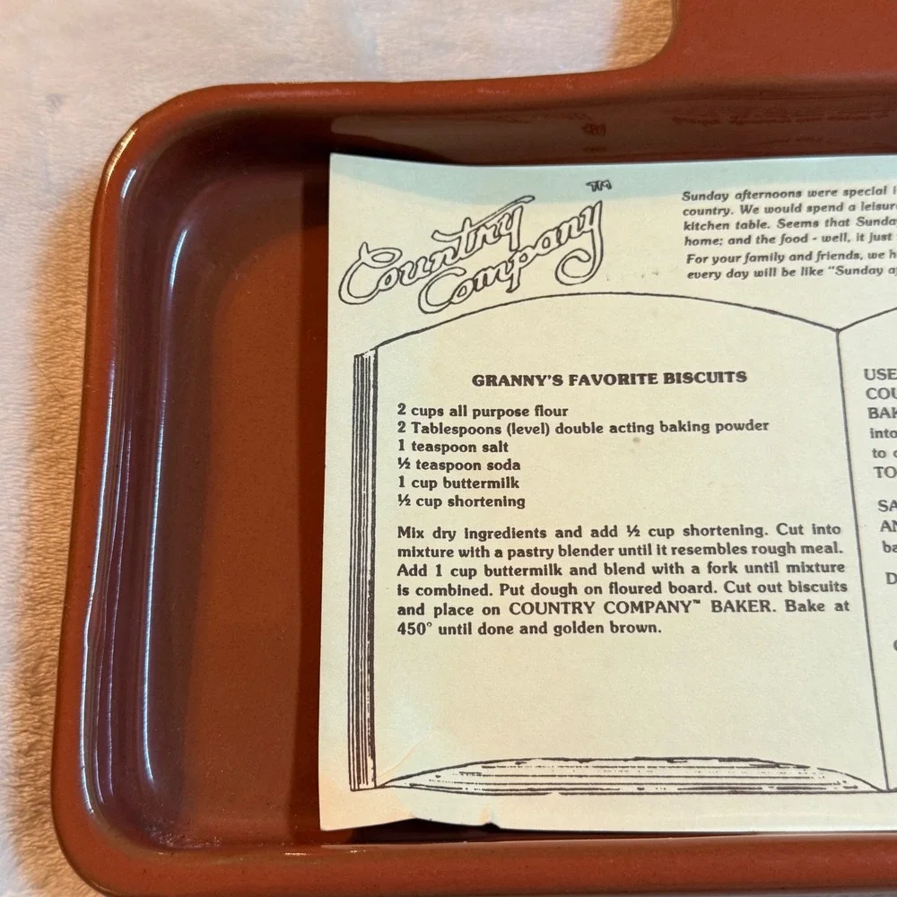 Country Company Terracotta Cornbread and Biscuit Baker Made in USA Glazed Clay